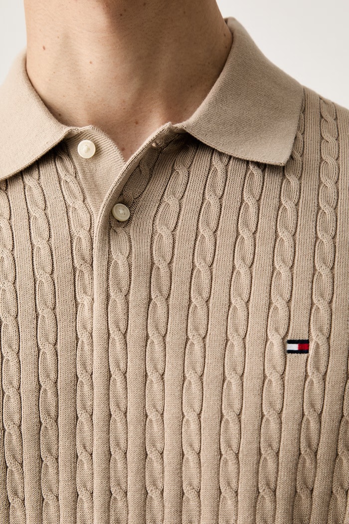 Tommy Hilfiger svetrové polo pánské bavlněné MW0MW40701 béžová