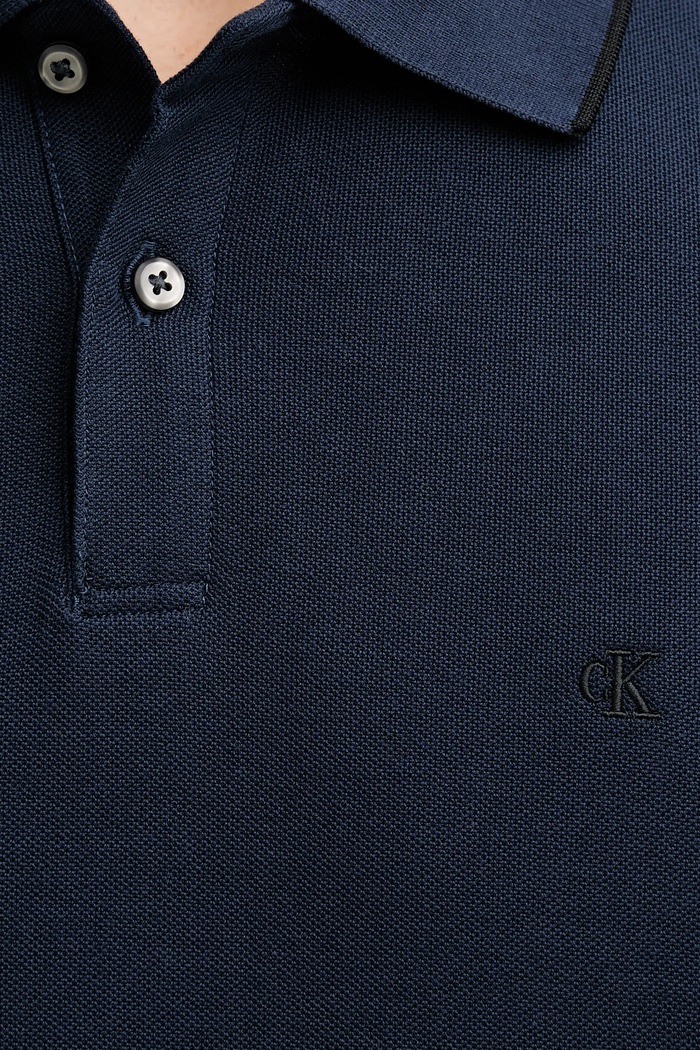 Calvin Klein πόλο ανδρικό βαμβακερό LV04LC239G σκούρο μπλε