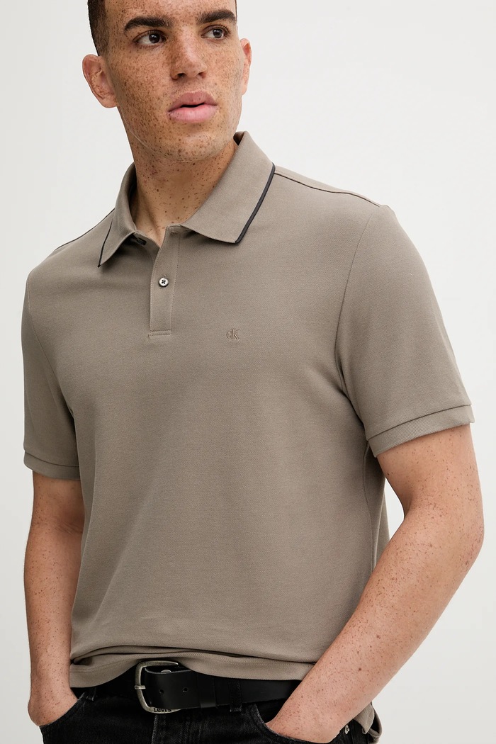 Calvin Klein polo tričko pánske bavlnené béžová LV04LC239G