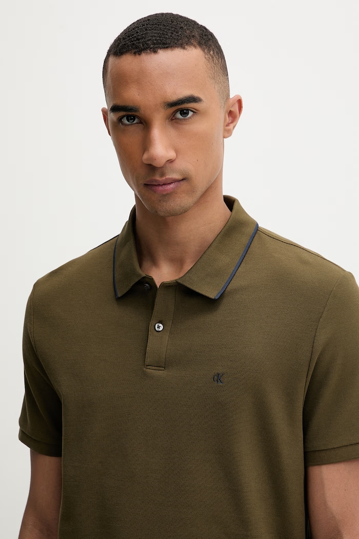 Calvin Klein polo męskie bawełniane zielony LV04LC239G