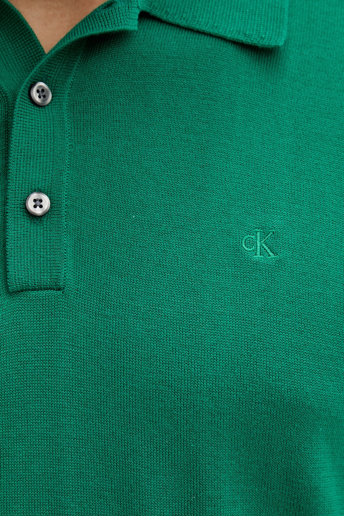 Calvin Klein polo swetrowe męskie bawełniane LV04LC326G zielony