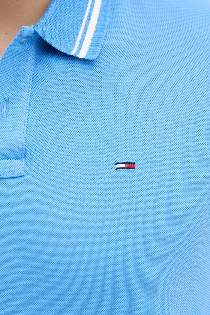 Памучна тениска с яка Tommy Jeans DM0DM21846 син