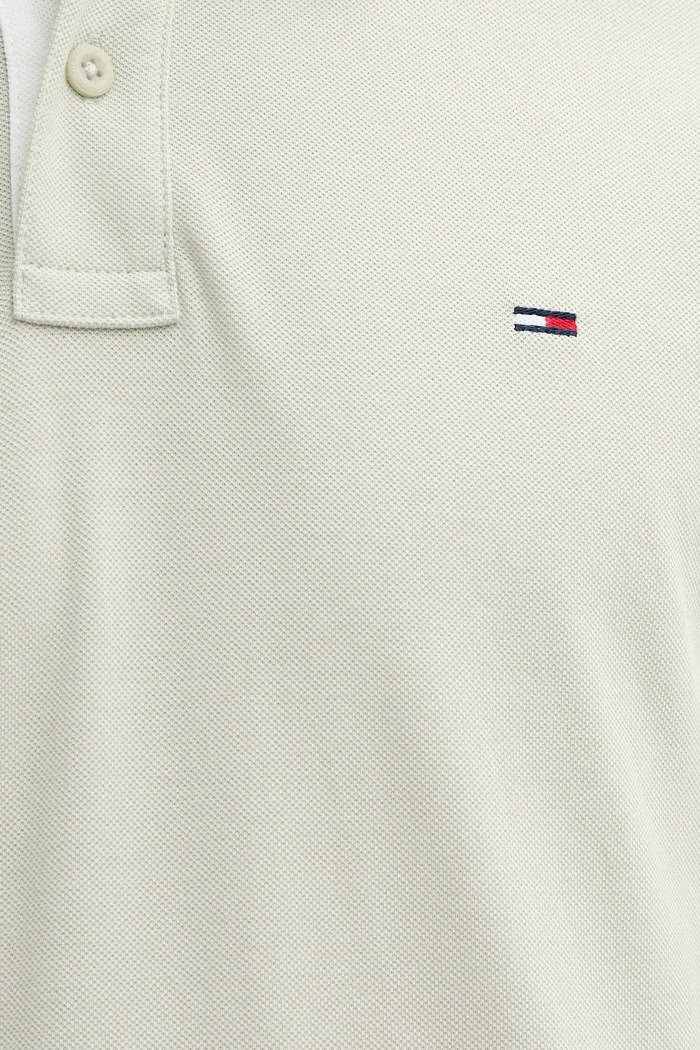 Памучна тениска с яка Tommy Jeans DM0DM21846 зелен