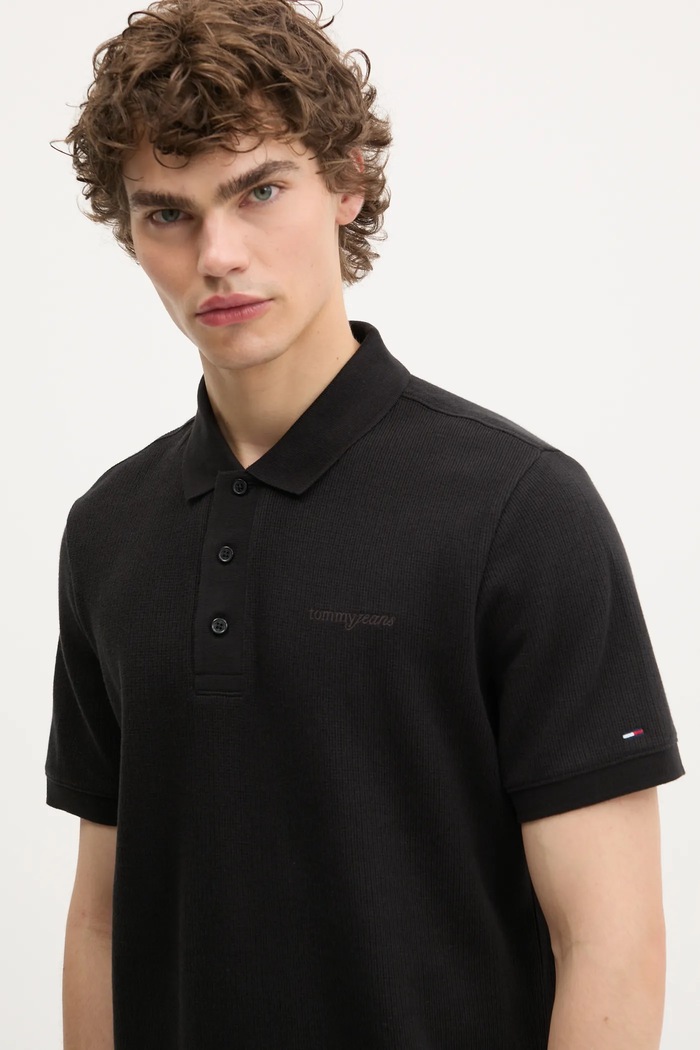 Bavlnené polo tričko Tommy Jeans čierna DM0DM21935