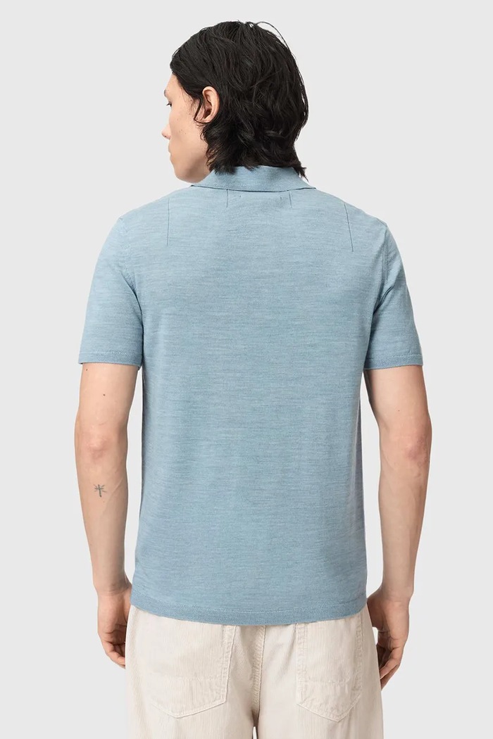 AllSaints polo tričko pánske vlnené MODE M086KB modrá AW25