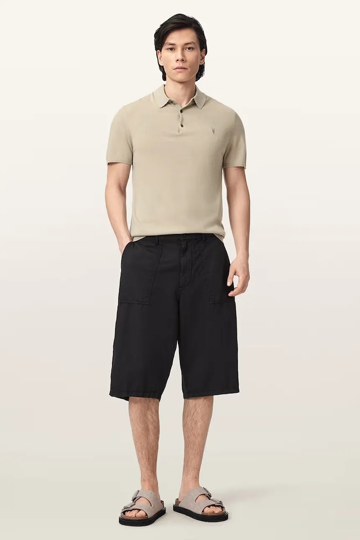 Odjeća AllSaints polo za muškarce od vune MODE M086KB bež