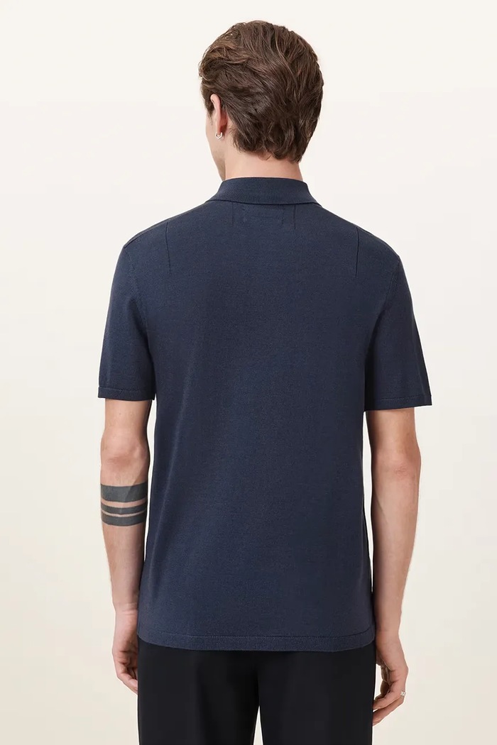 AllSaints Polo męskie wełniane MODE M086KB granatowy AW25