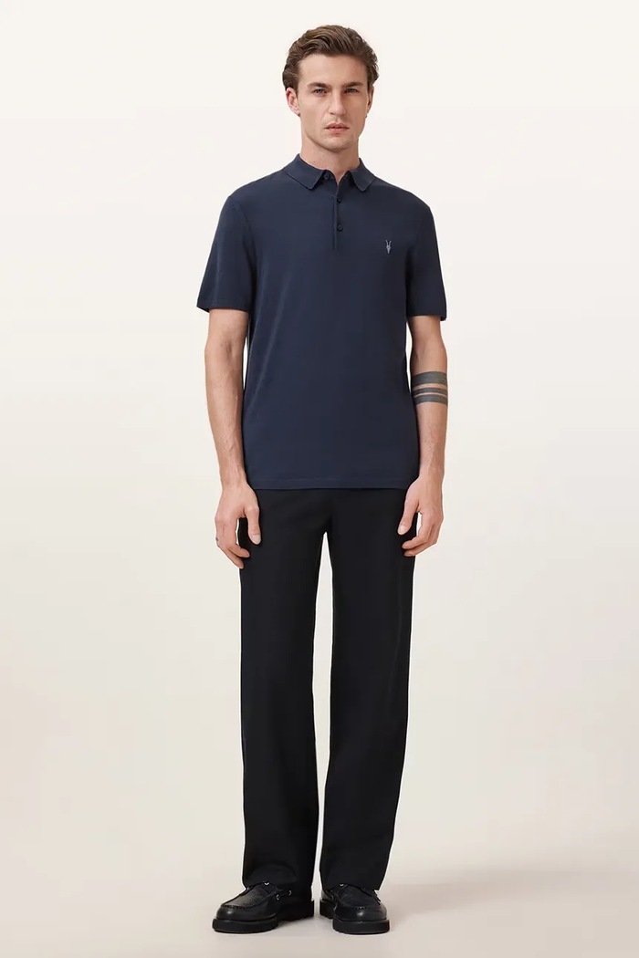 Odzież AllSaints Polo męskie wełniane MODE M086KB granatowy