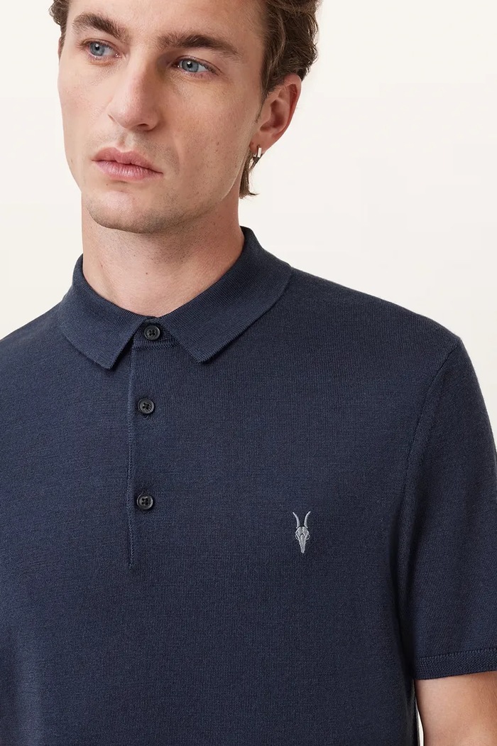 Polo męskie wełniane MODE AllSaints M086KB granatowy