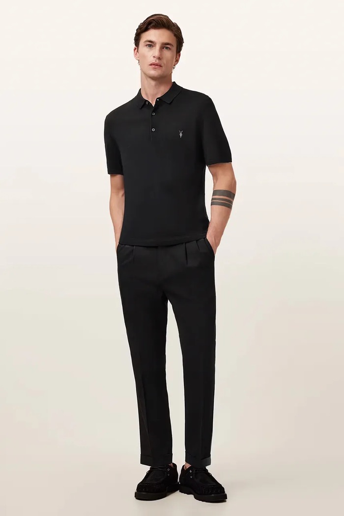 Odzież AllSaints polo męskie wełniane MODE M086KB czarny