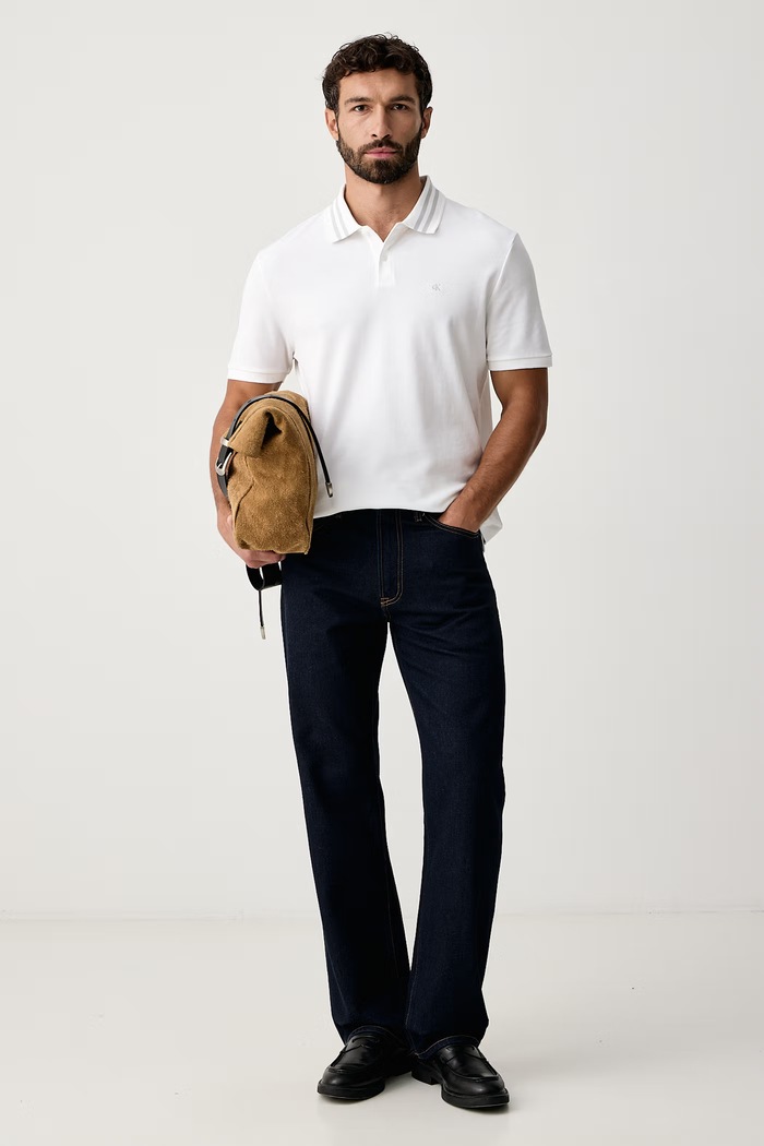 Calvin Klein Jeans Polo męskie bawełniane LV04RC276G biały AW25