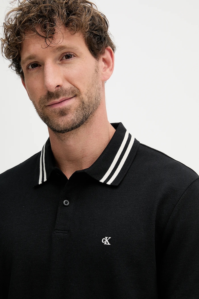 Calvin Klein Jeans polo bawełniane czarny LV04RC276G
