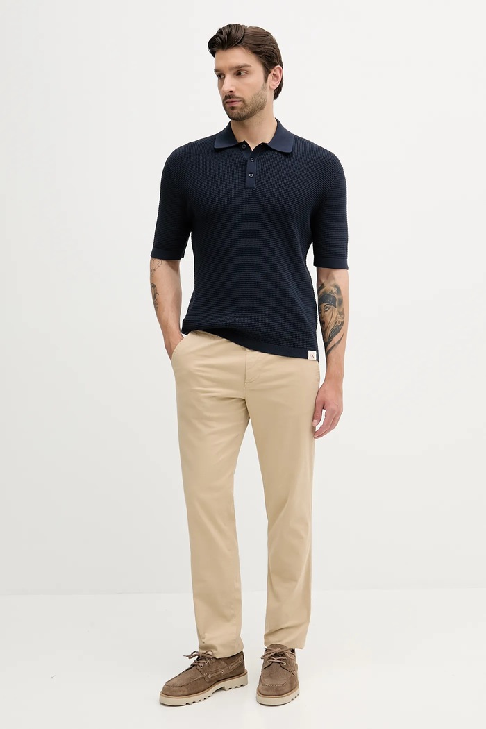 Bavlněné polo tričko Calvin Klein Jeans LV04RC306G námořnická modř AW25