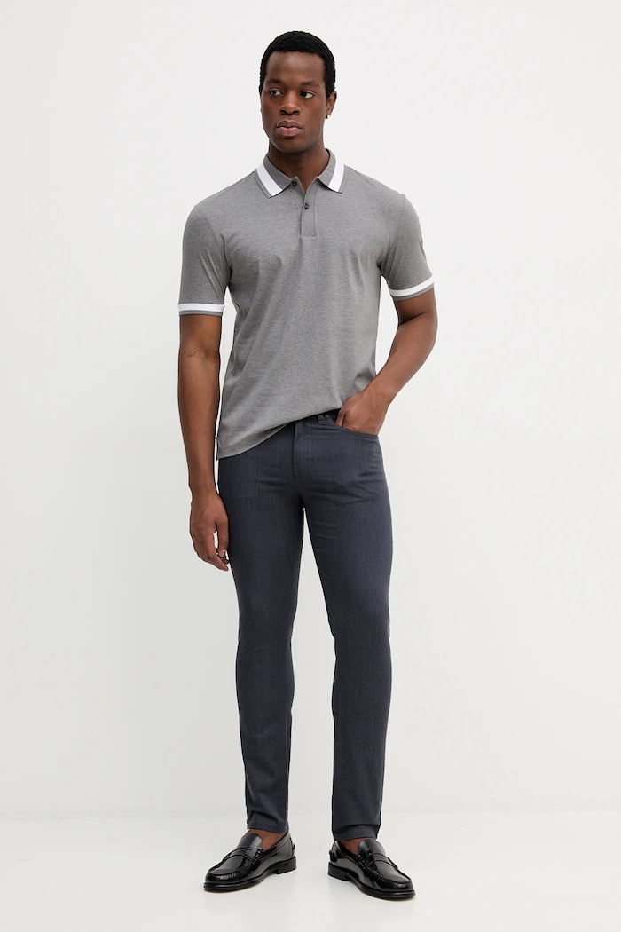 Βαμβακερό μπλουζάκι πόλο BOSS Dalessandra 50543865 γκρί AW25
