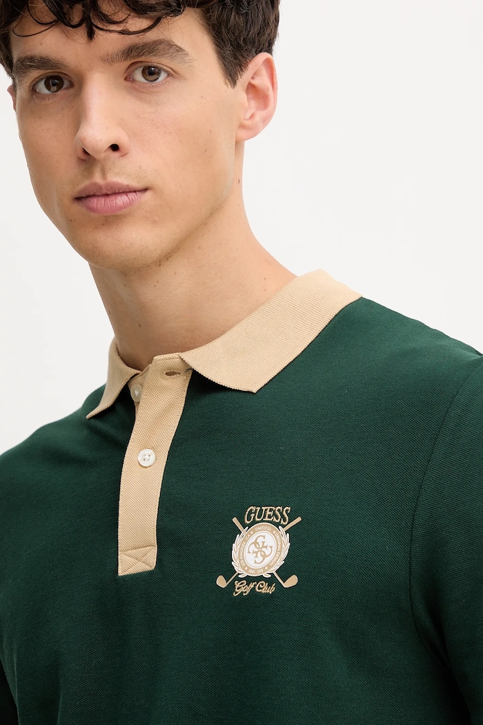 Polo bawełniane Guess M5YP03.KCJV1 zielony