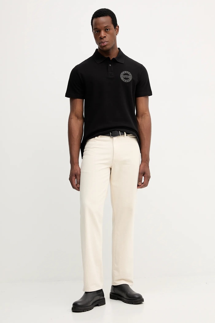 Βαμβακερό μπλουζάκι πόλο Versace Jeans Couture 79GAGT06.CJ01T μαύρο AW25