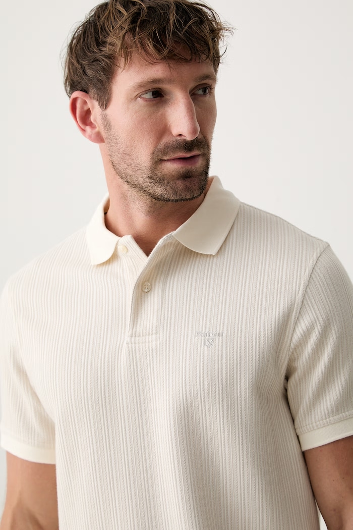 Barbour πόλο ανδρικό με βαμβάκι Harworth μπεζ MML1485