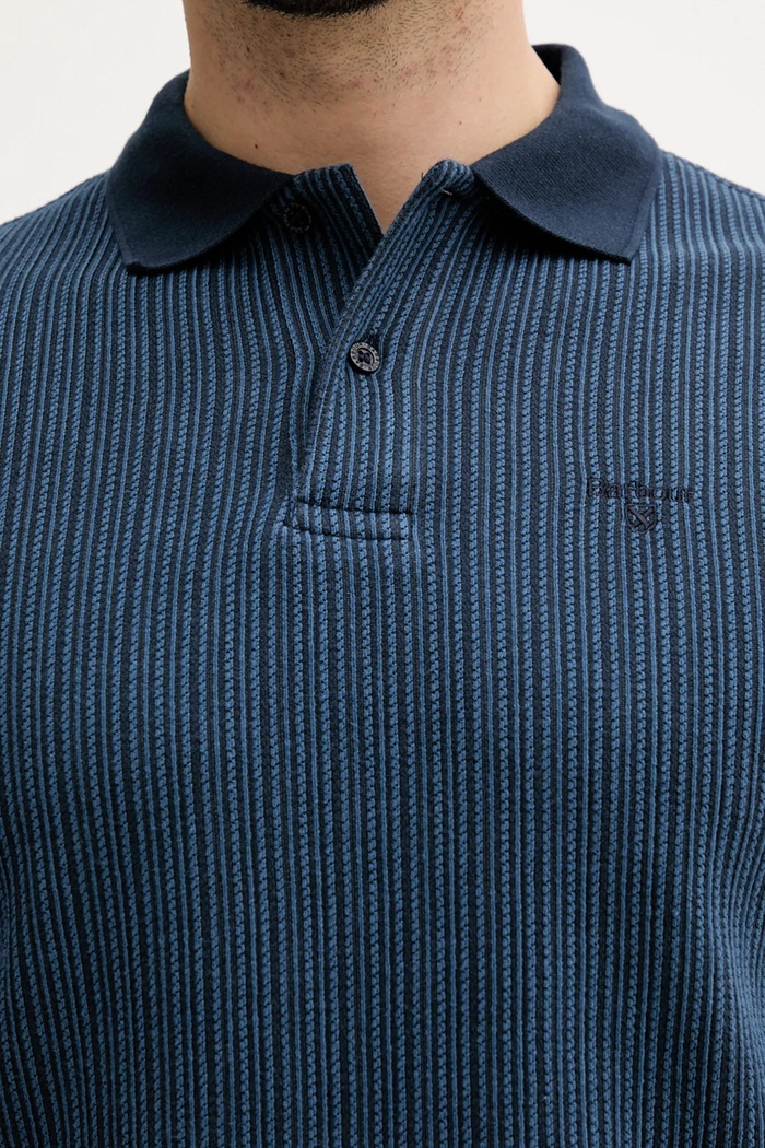 Тениска с яка мъжка с памук Harworth Barbour тъмносин MML1485