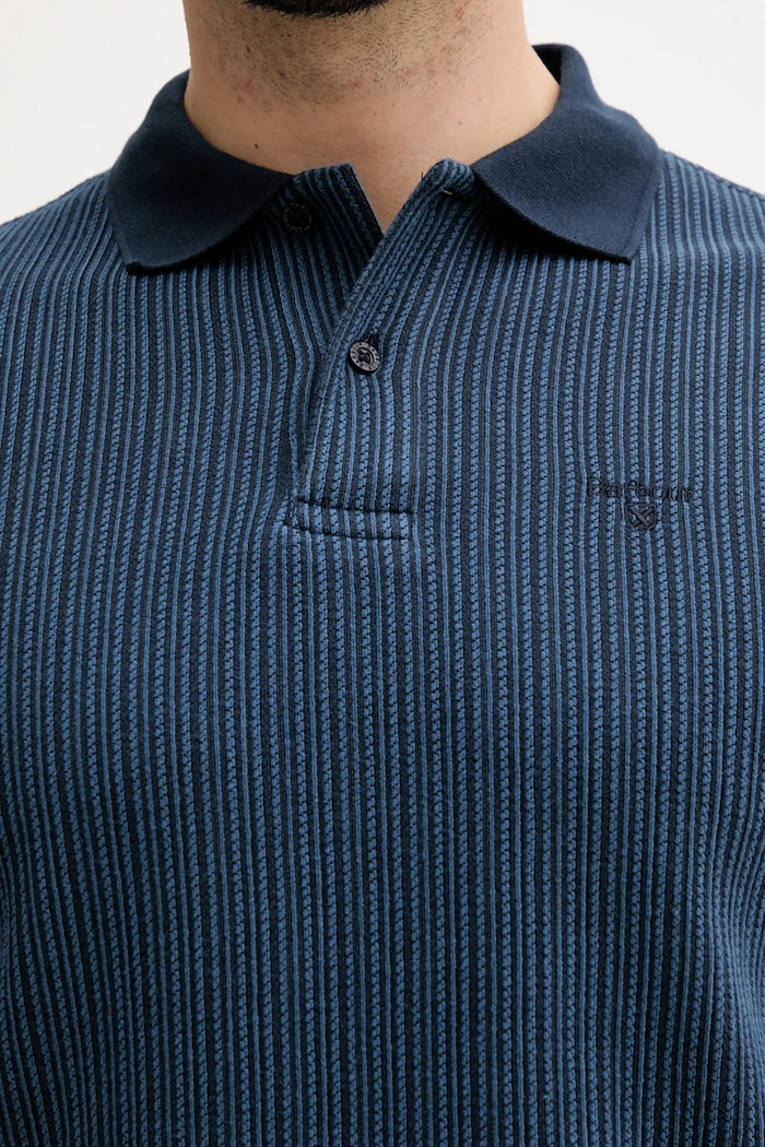 Тениска с яка мъжка с памук Harworth Barbour тъмносин MML1485