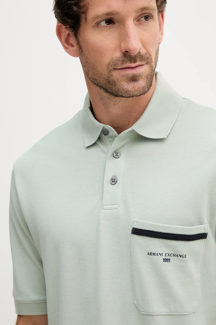 Дрехи Памучна тениска с яка Armani Exchange XM000990.AF10366 зелен