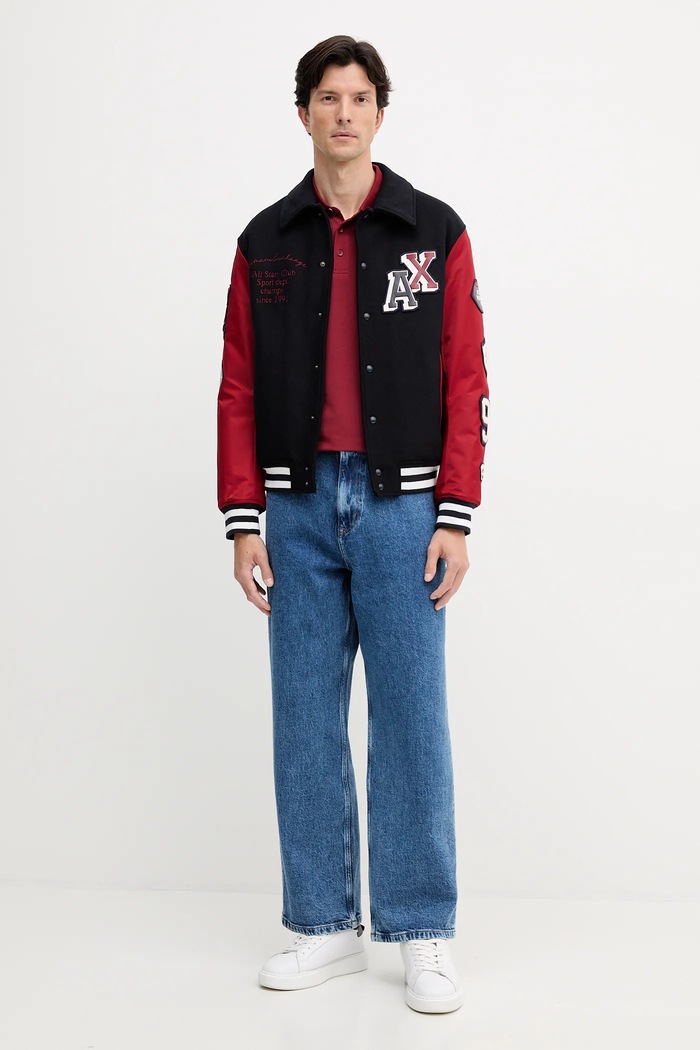 Armani Exchange тениска с яка мъжка с памук XM001289.AF10363 бордо SS26