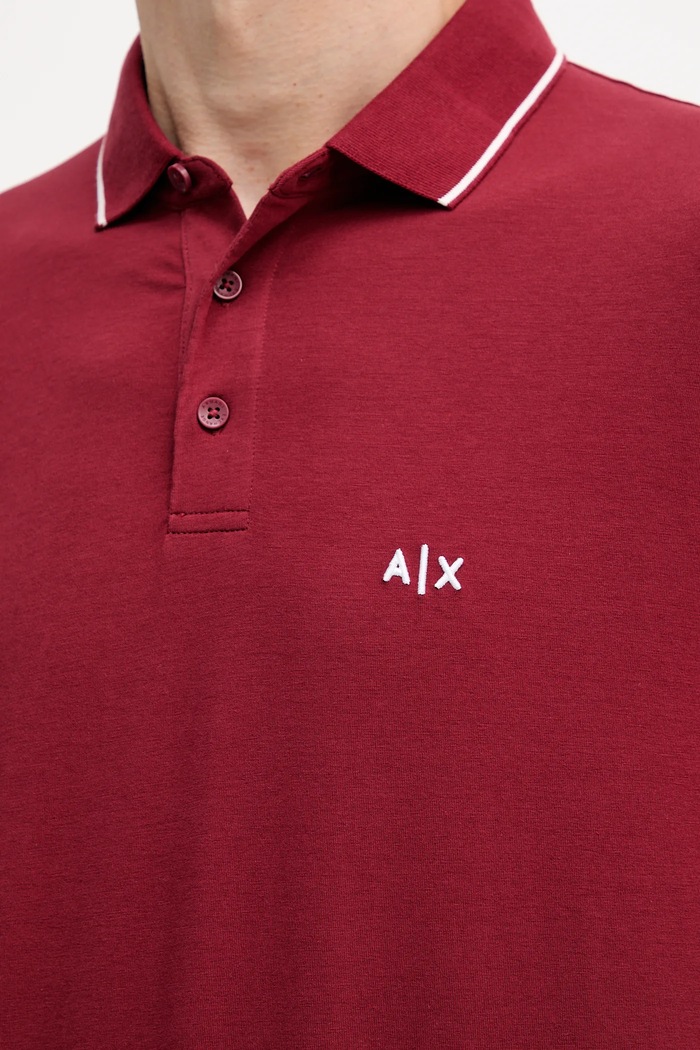 Armani Exchange тениска с яка мъжка с памук XM001289.AF10363 бордо