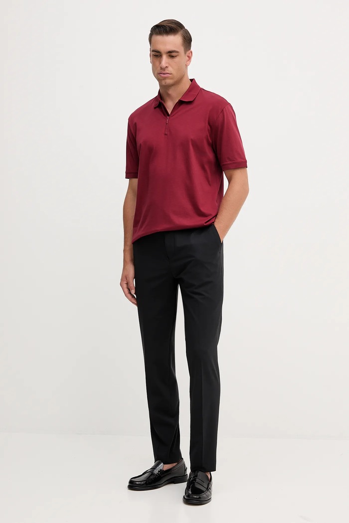 Armani Exchange polo pentru bărbați din bumbac XM001291.AF10364 burgundia SS26