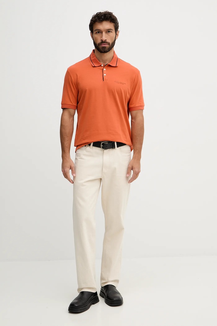 Armani Exchange polo bărbați cu bumbac XM001557.AF10363 portocaliu SS26