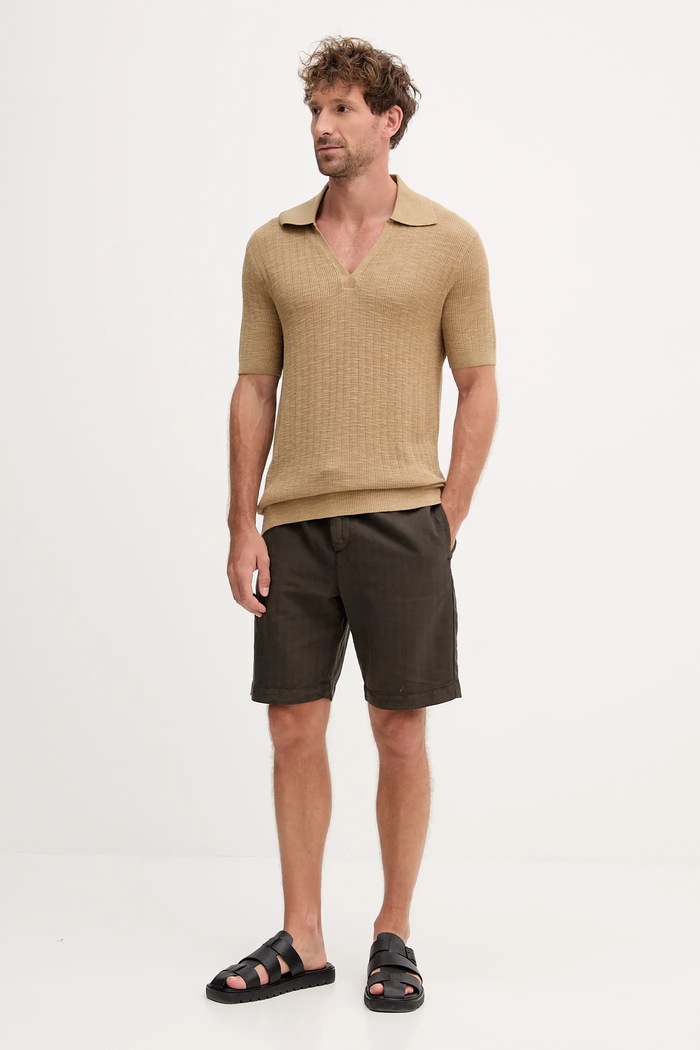 Polo tričko se lněnou směsí Frescobol Carioca 2420.843 béžová AW25