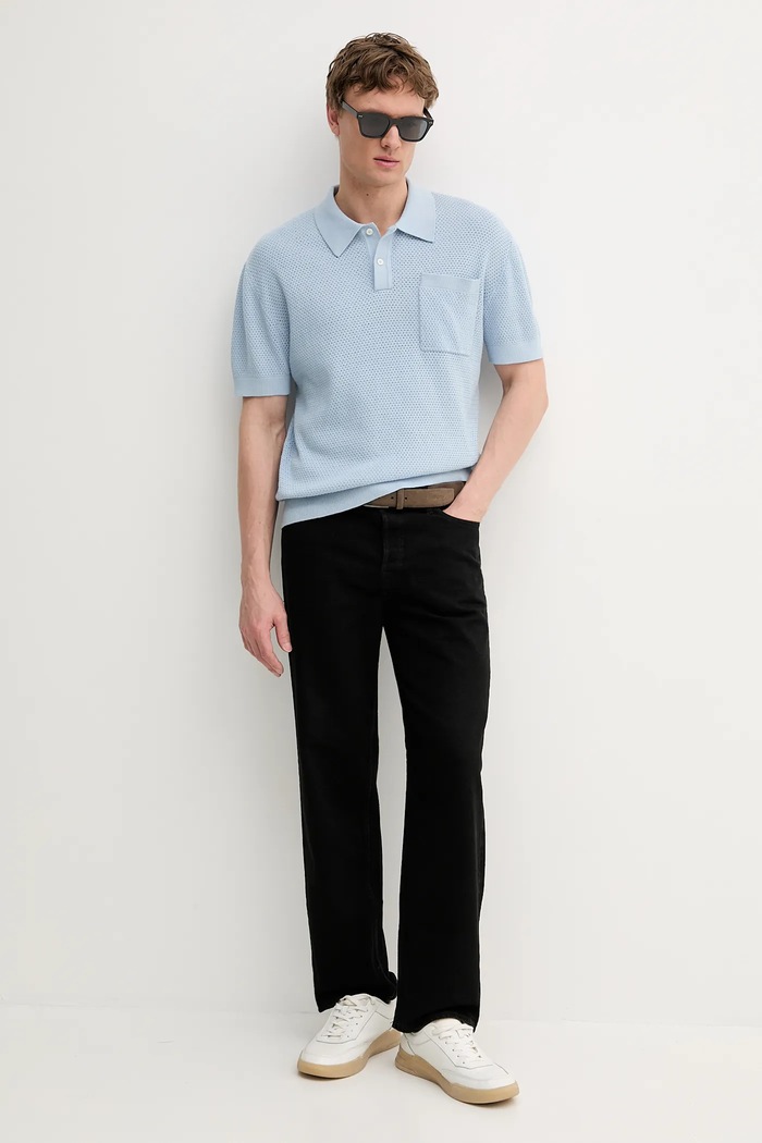 Pepe Jeans polo bawełniane PM702536 niebieski AW25