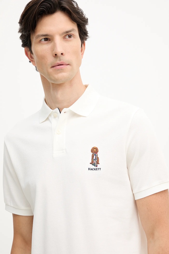 Bavlnené polo tričko Hackett London béžová HM5600028