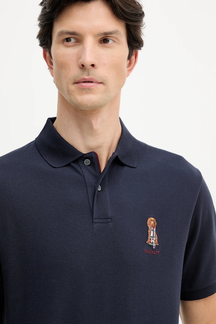 Bavlnené polo tričko Hackett London tmavomodrá HM5600028