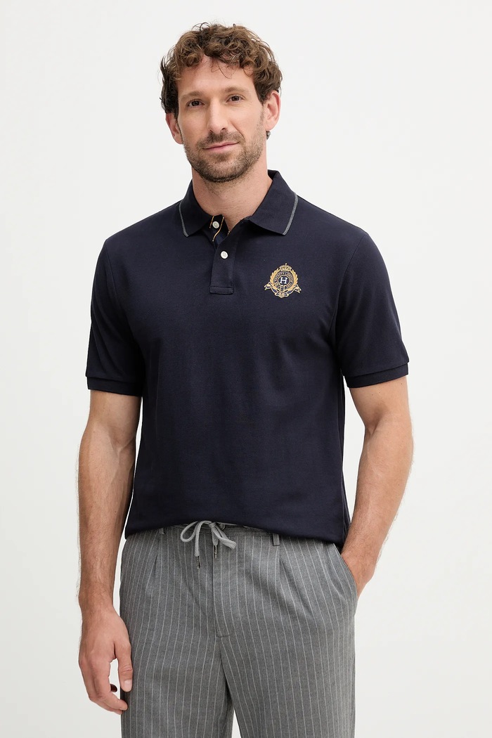 Bavlnené polo tričko Hackett London nášivka tmavomodrá HM5600031