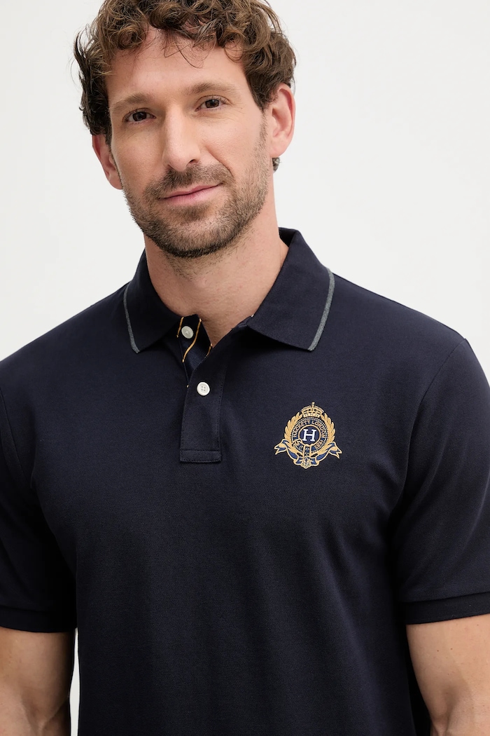 Bavlnené polo tričko Hackett London tmavomodrá HM5600031