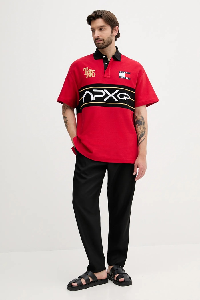 Bavlněné polo tričko Tommy Hilfiger x F1 THE MOVIE MW0MW41393 červená AW25