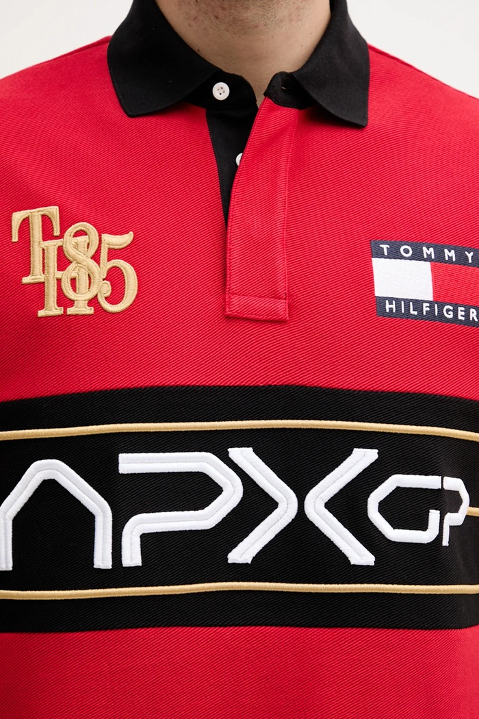 Bavlněné polo tričko Tommy Hilfiger x F1 THE MOVIE MW0MW41393 červená
