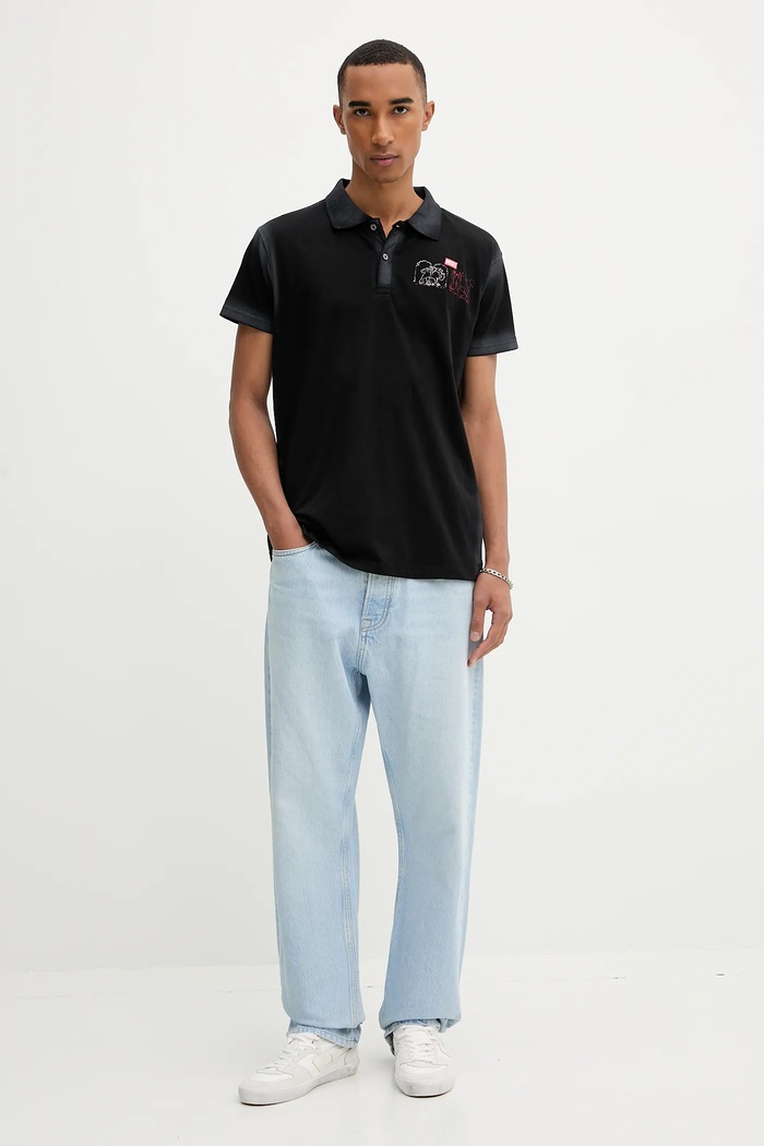 Diesel polo bawełniane T-NOAH-NC A18481.0PLBS czarny AW25