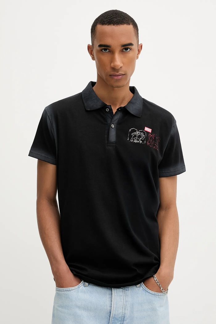 Odzież Diesel polo bawełniane T-NOAH-NC A18481.0PLBS czarny