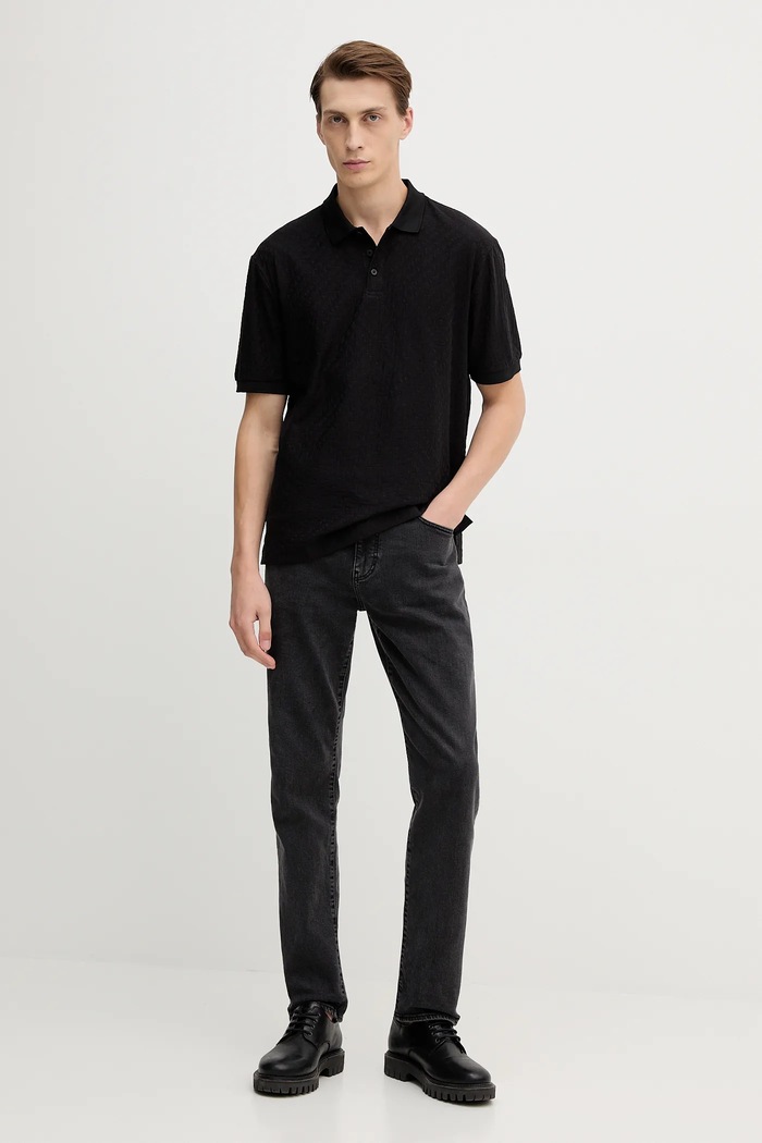 Bavlnené polo tričko Armani Exchange XM001882.AF10337 čierna AW25