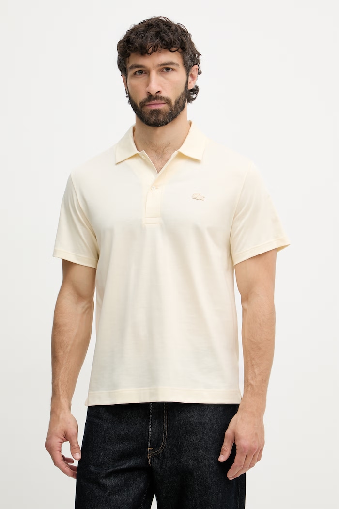 Lacoste polo bavlněné pánské béžová DH5928