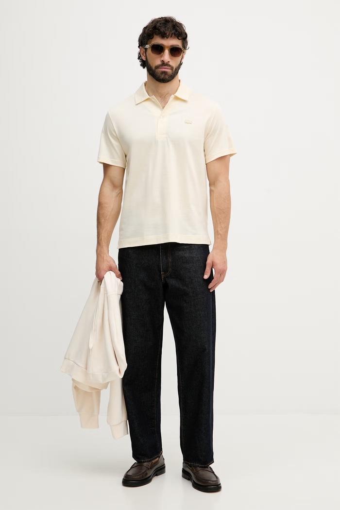 Lacoste polo bavlněné pánské DH5928 béžová SS26