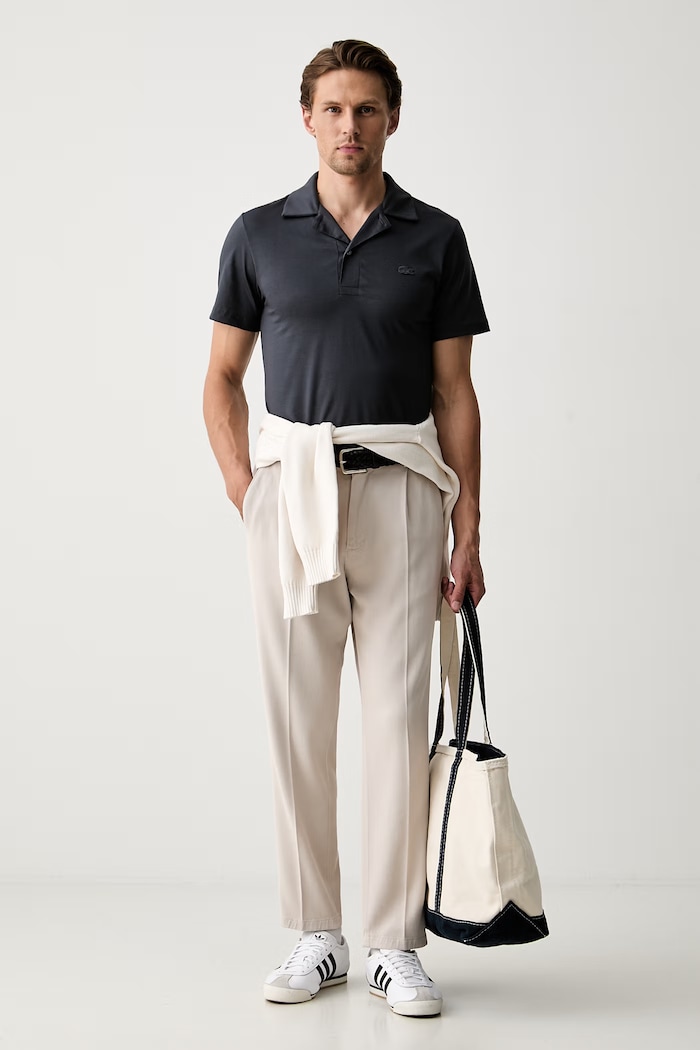 Lacoste polo bărbați din bumbac DH5928 gri SS26