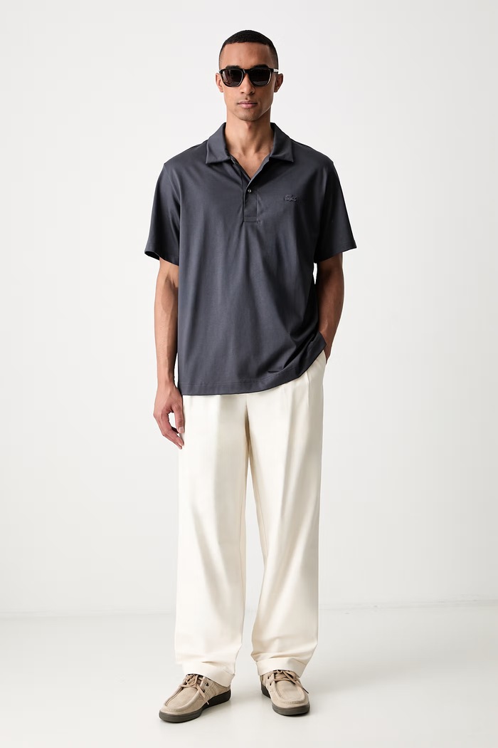 Lacoste polo de bumbac bărbătesc DH5928 gri SS26