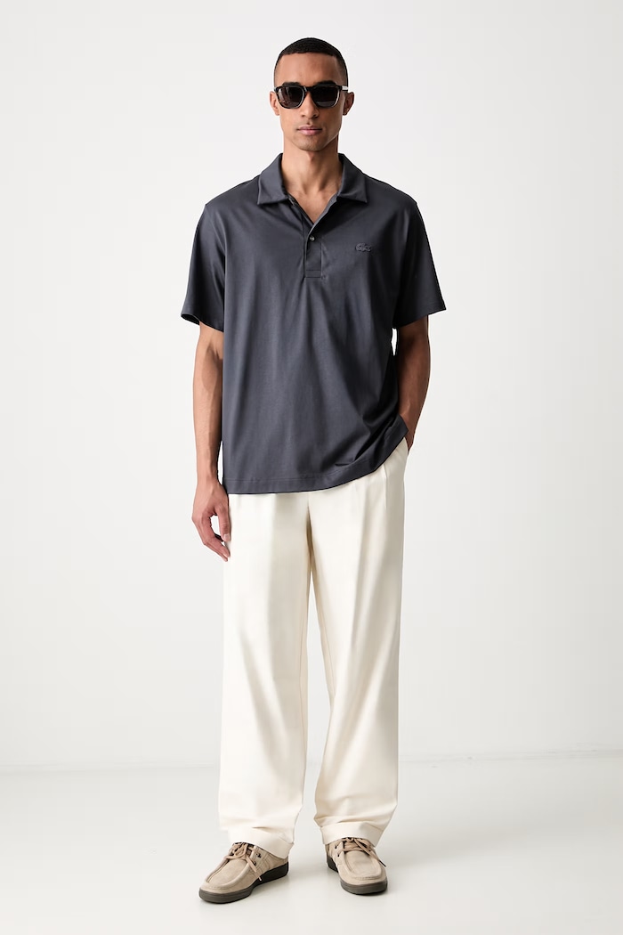 Lacoste polo męskie bawełniane DH5928 szary SS26