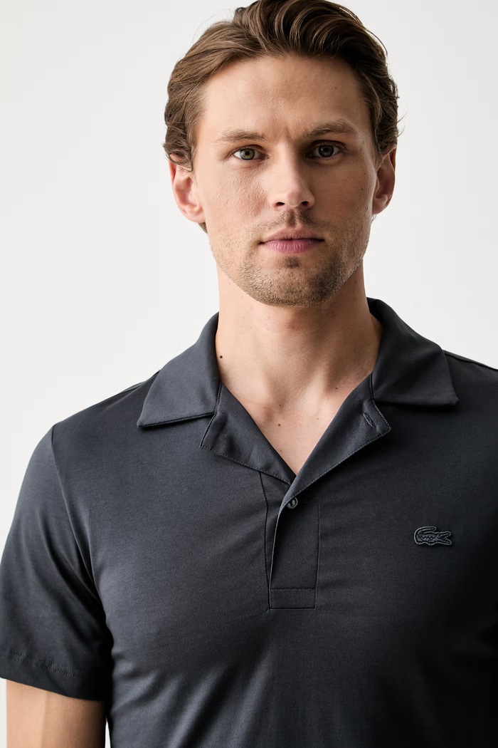 Lacoste polo męskie bawełniane szary DH5928