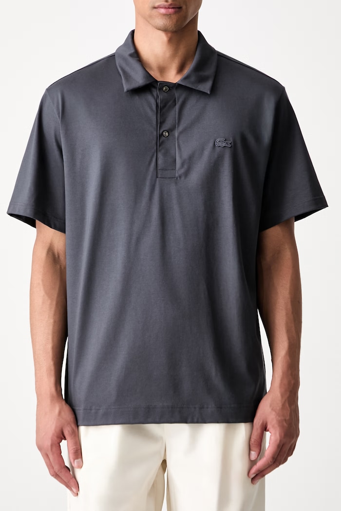 Lacoste polo męskie bawełniane DH5928 szary