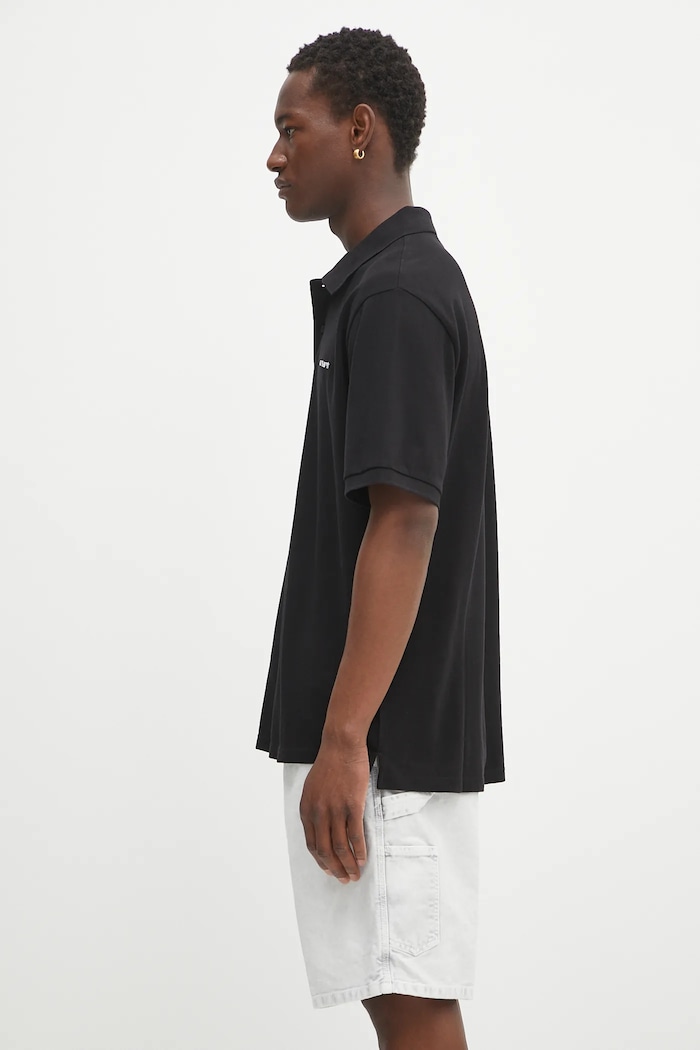 Carhartt WIP cotton polo shirt S/S Carhartt Script I035231.0D2XX black AW25