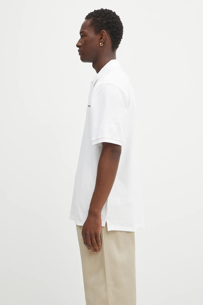 Carhartt WIP cotton polo shirt S/S Carhartt Script I035231.00AXX white AW25
