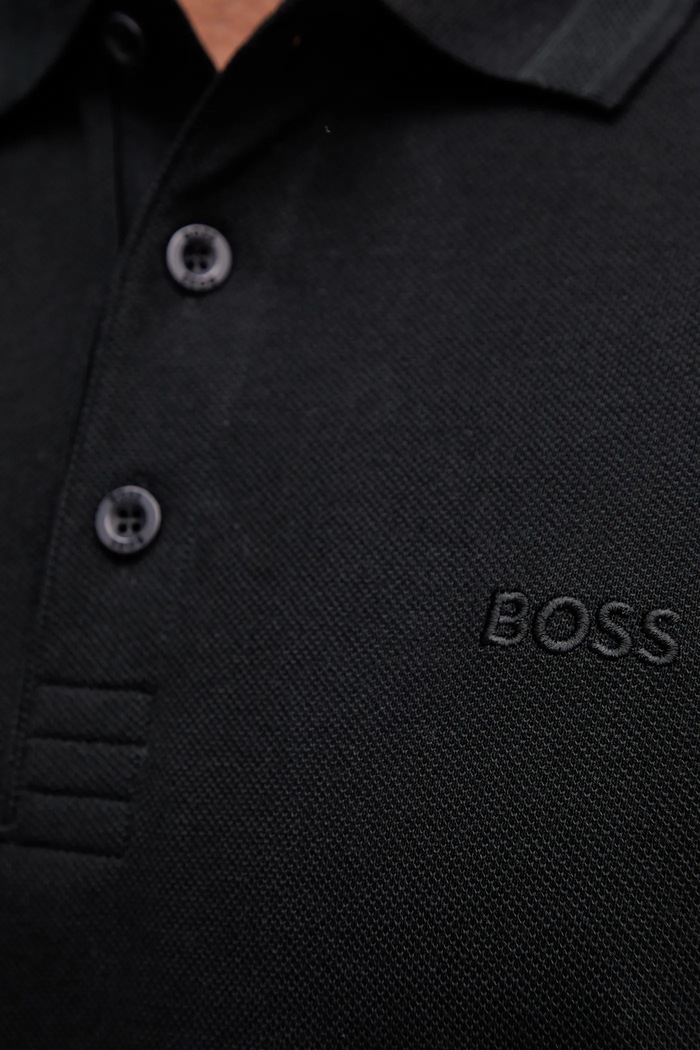 BOSS Green блуза с дълги ръкави мъжка памучна Plisy 50536609 черен
