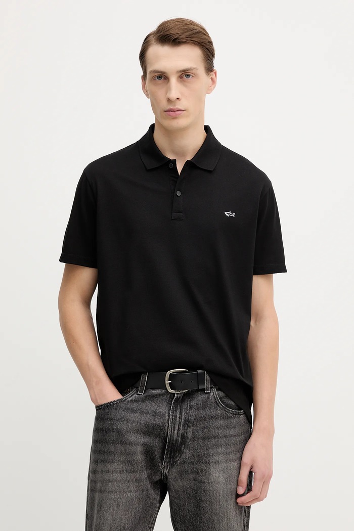 Paul&Shark polo bărbați din bumbac Knitwear regular negru 99311000